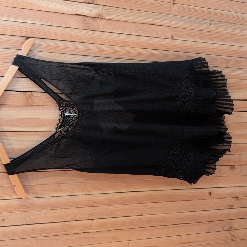 La Perla Black Sheer Lace-Trim Chemise